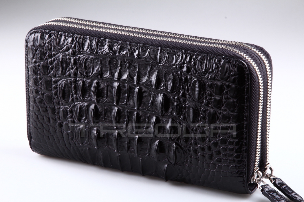 Клатч из кожи крокодила с боковой ручкой 21x11,5 см
